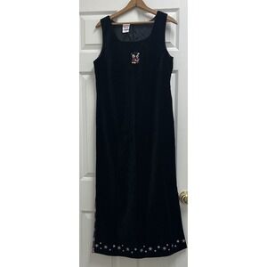 Disney Store Mens Vintage Mickey Minnie Mouse Black Velvet Maxi Dress Medium